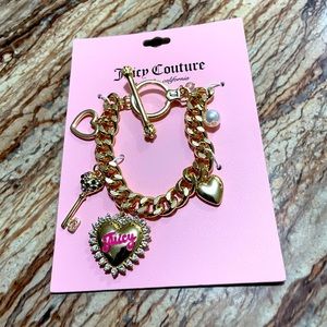 Juicy Couture Key & Heart Charm Toggle Bracelet